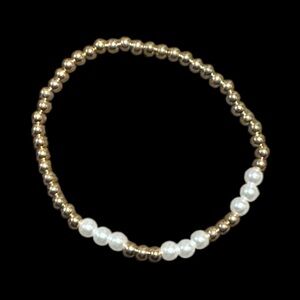 Elegant Gold and White Beaded Bracelet